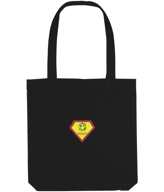 Toxic Superhero Embroidered Tote Bag
